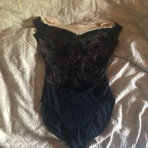 Grishko Bolshoi Stars Black and Nude Burnout Velvet and Mesh Leotard